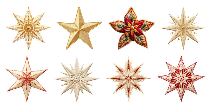 PNG Decorative stars with intricate designs, element set on transparent background