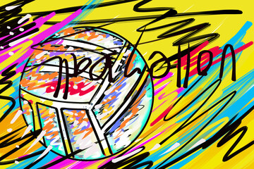 ​volleyball​ sport​ art​ brus​ Strokes​ style​ colorful​