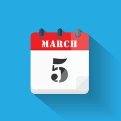 Calendar icon displaying March 5th date in a modern flat design style