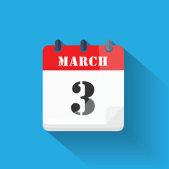Calendar icon displaying March 3rd date in a modern flat design style
