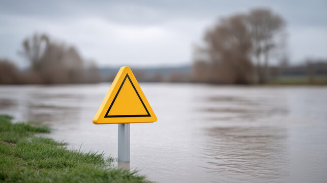 Close up marker shows dangerous flood vigilance
