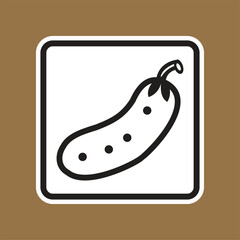 Simple and Modern Illustration of a Cucumber in Black and White Style