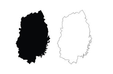 Iwate prefecture map Japan solid silhouette and black outline isolated on white
