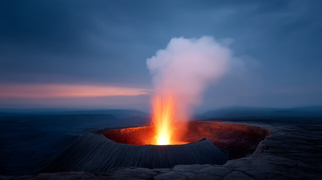 Volcanic activity creates dramatic natural display, powerful and untamed