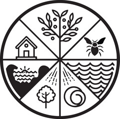 Elements of Nature in a Circular Graphic