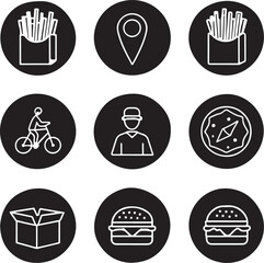 Food Delivery Icons Set Black