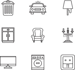 Diverse Icon Set of Modern Living and Household Essentials