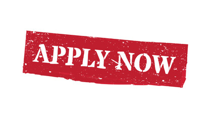 Apply now red solid grunge rubber stamp vector seal sign