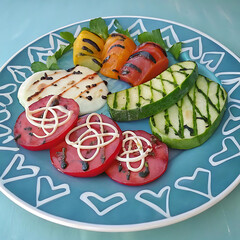 Fresh Mixed Vegetable Appetizer Platter on Decorative Plate