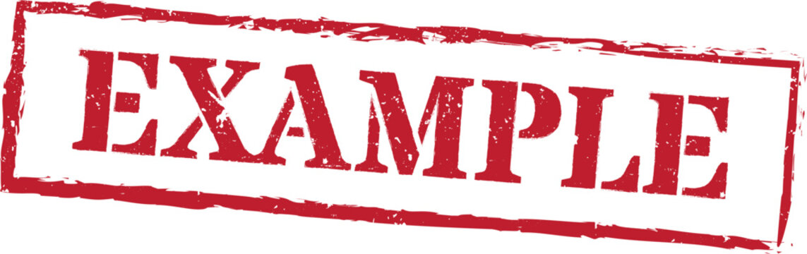 Example red rectangular grunge rubber stamp vector test word illustration