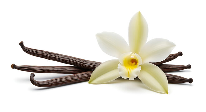 Vanilla beans and white flower