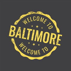 Dark background Welcome to Baltimore yellow grungy circular stamp