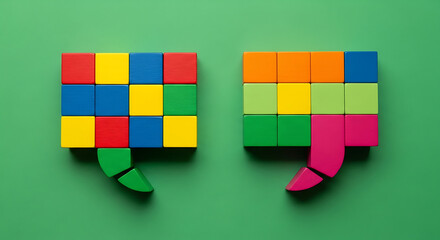 Two colorful speech bubbles