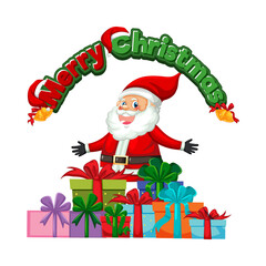 Festive Santa Claus with Gifts and Merry Christmas.