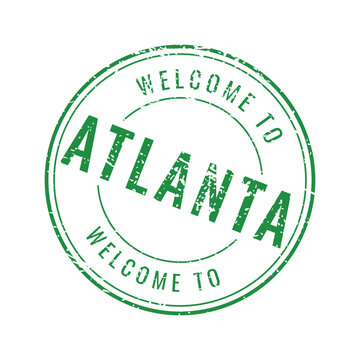 Welcome to Atlanta Georgia green circular grunge rubber stamp