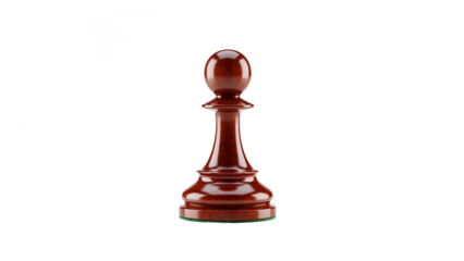 Wooden chess pawn isolated on transparent background
