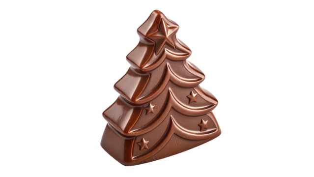 Shiny Chocolate Christmas Tree Candy Isolated on Transparent Background