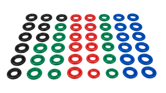 Colorful rubber O-rings isolated on transparent background