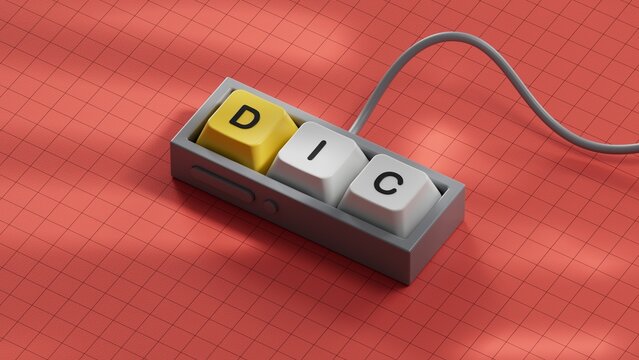 The word dic is written on Computer keyboard keys. Medical concept.close up of Computer keyboard keys,Business Concept.3D rendering.