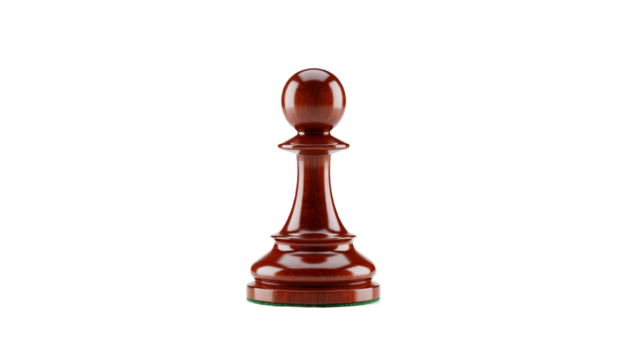 Wooden chess pawn isolated on transparent background