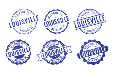 Welcome to Louisville rubber stamp collection travel vector set illustration