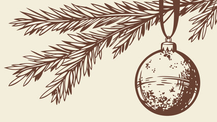 Christmas ornament hanging on pine tree branch holiday season festive decoration vintage style design art