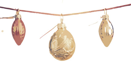 Decorative christmas ornaments hanging on string holiday season decoration festive celebration winter xmas decor