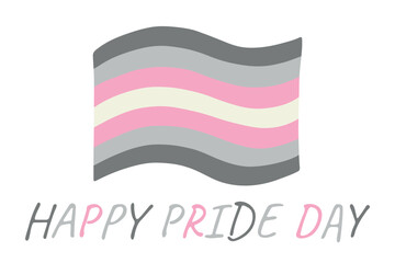 Colorful Demigirl pride flag Happy pride day LGBTQ community Pride Month Vector hand drawn doodle for posters, stickers, logo, cards