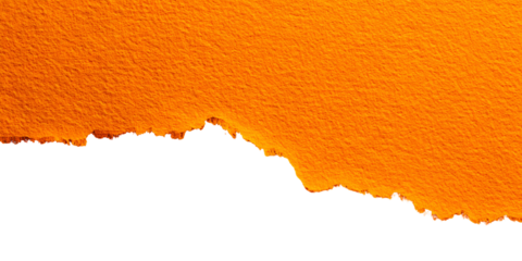 Silhouette of jagged mountain peaks against a vibrant textured orange sky at dusk or dawn isolated on transparent background