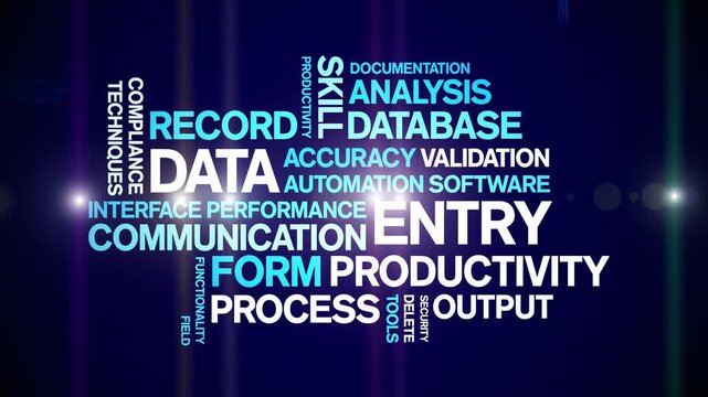 Data Entry animated word cloud-text design animation tag kinetic typography seamless loop.