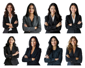 PNG Diverse confident professional women, element set on transparent background