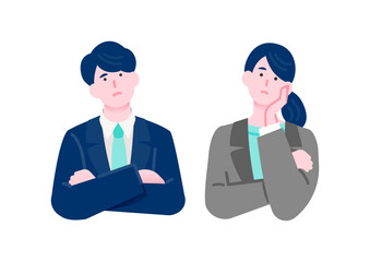困り顔の男女ビジネスパーソンのイラスト