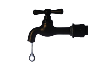 Metal water tap with clean curved spout and detailed valve structure showing clear plumbing form isolated on white background