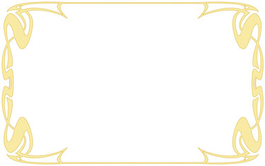 金色風アールヌーボ手描き装飾枠。横位置。