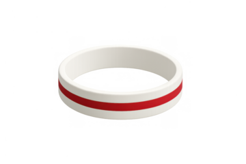White and red silicone wristband representing support and awareness, a rubber bracelet accessory for campaigns and events
