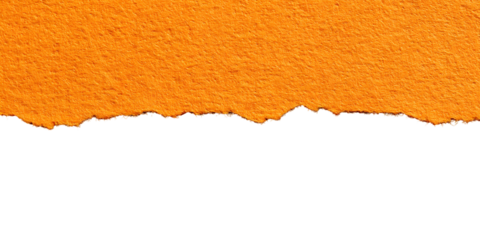 A textured surface with a rough jagged edge dividing two distinct areas of color one a vibrant orange and the other a deep black isolated on transparent background