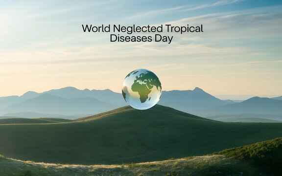 World neglected tropical diseases day awareness with globe on hill
