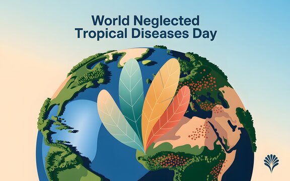 World neglected tropical diseases day awareness graphic with globe and colorful ribbons