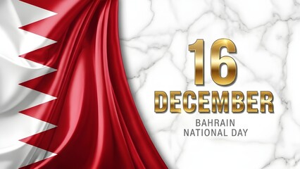 Bahrain national day celebration with flag and december 16th date