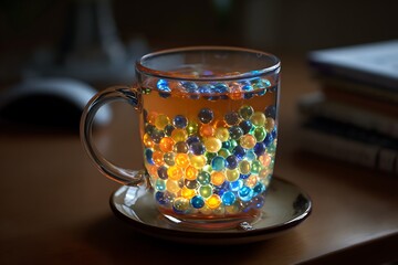 cup filled with glowing marble