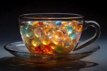 cup filled with glowing marble