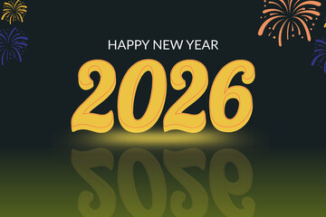 A night sky full of fireworks with bold 2026 text. Bright and festive design for events, parties, and holiday greetings.