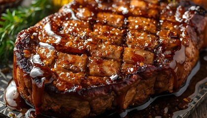 Premium Tomahawk Steak with Rich Glaze on Transparent Background – 45° Angle, High-Realism Food Photography