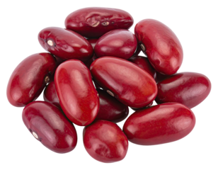 Glossy kidney beans piled in a heap, dark red hue