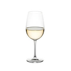 Fototapeta premium A glass of white wine is sitting on a table, isolated on white or transparent background, PNG Format.