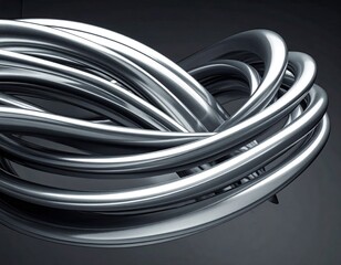 Silver metal abstract design on dark backdrop