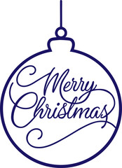 &ldquo;Simple elegant Christmas ball ornament outline in red, hanging from a thin line, center-aligned &lsquo;Merry Christmas&rsquo; lettering in script and sans-serif mix, minimal shadow, white background, luxury clea