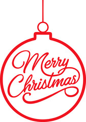 &ldquo;Simple elegant Christmas ball ornament outline in red, hanging from a thin line, center-aligned &lsquo;Merry Christmas&rsquo; lettering in script and sans-serif mix, minimal shadow, white background, luxury clea
