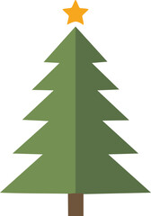 Obraz premium Geometric Christmas tree vector illustration with a bright star on top, an iconic symbol of the festive winter holiday season and celebration