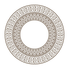 Oriental gold round frame with arabesques. Gold ornate round border vintage style. For laser cutting, engraving, ceramic, plate, porcelain, embroidery,  wedding Invitation, Scrapbooking design